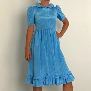 Batsheva Prairie Dress in Blue Moire